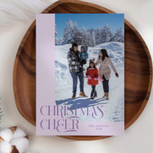 Christmas Cheer Elegant Lilac Christmas Photo Holiday Card