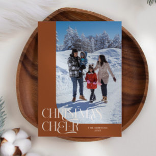 Christmas Cheer Elegant Terracotta Christmas Photo Holiday Card