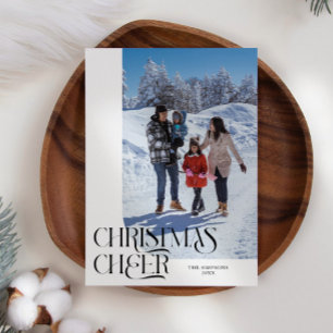 Christmas Cheer Elegant White Christmas Photo Holiday Card