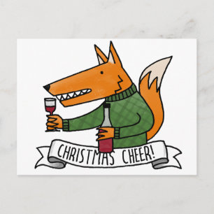 Christmas Cheer Fox Holiday Postcard