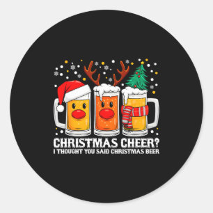 Christmas Cheer Funny Reindeer Beer Christmas Drin Classic Round Sticker