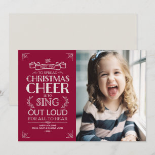Christmas Cheer Holiday Photo in Magenta Card