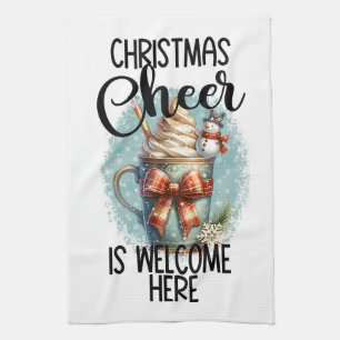 Christmas cheer is welcome here tea towel