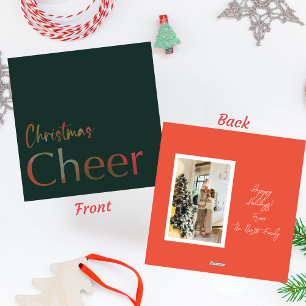Christmas Cheer Modern Typography Photo Holiday Card
