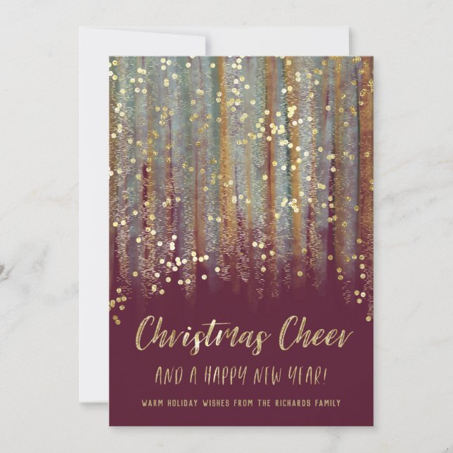 Christmas Cheer Painted Brush Strokes and Confetti Holiday Card (Front)