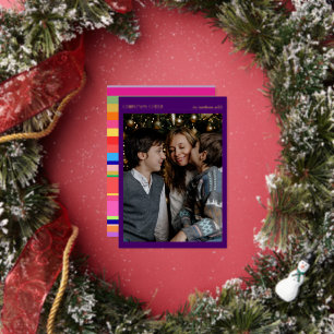 Christmas Cheer Photo Gold Foil Colorful Foil Holiday Card