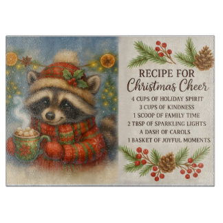 Christmas Cheer Raccoon Cutting Board