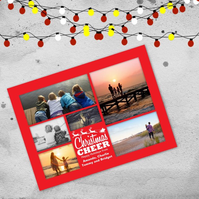 Christmas Cheer Red Holiday Photo Postcard (Creator Uploaded)