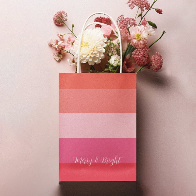 Christmas Cheer Red Stripes Holiday Medium Gift Bag (Creator Uploaded)