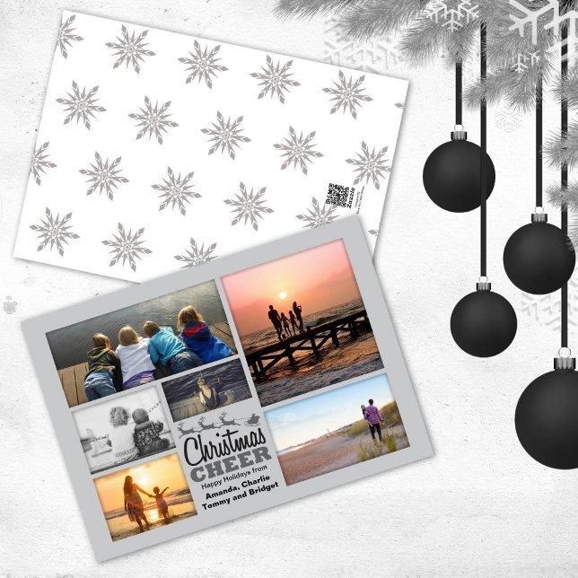 Christmas Cheer Santa Silver Holiday Photo Card (Creator Uploaded)