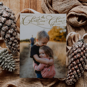 Christmas Cheer Script Cream Christmas Photo Holiday Card
