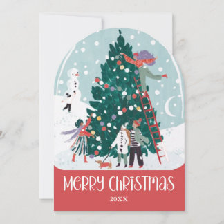 Christmas Cheer Snow-globe Holiday Card