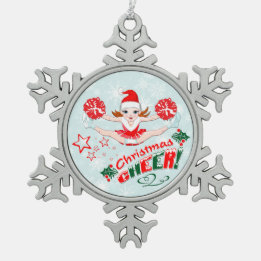 Christmas Cheer Snowflake Pewter Christmas Ornament