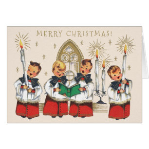 Christmas Cheerful choirboys singing carols Card