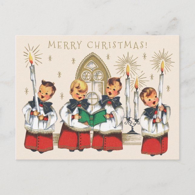 Christmas Cheerful choirboys singing carols CC1179 Postcard (Front)
