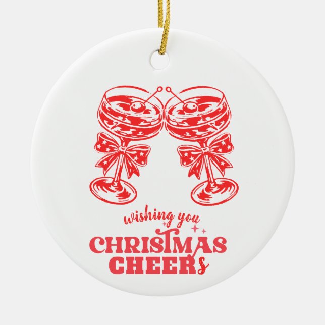 Christmas Cheers and Spirits  Ceramic Tree Decoration (Front)