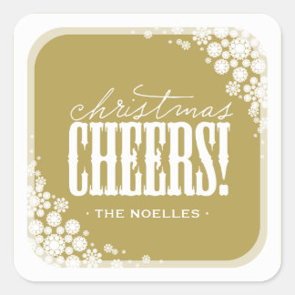 Christmas Cheers Elegant Snowflakes Modern Holiday Square Sticker