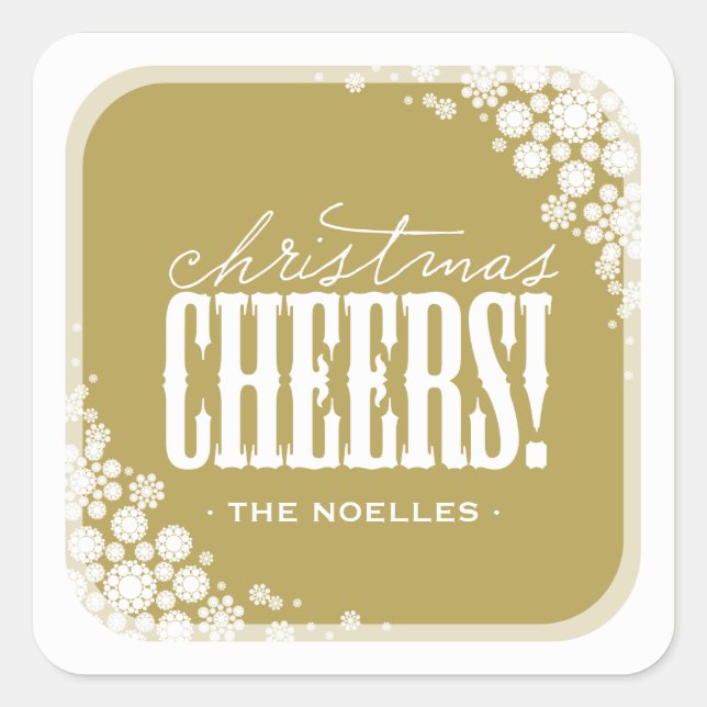 Christmas Cheers Elegant Snowflakes Modern Holiday Square Sticker (Front)