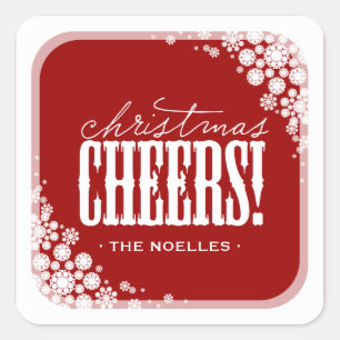 Christmas Cheers Elegant Snowflakes Modern Holiday Square Sticker