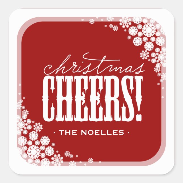 Christmas Cheers Elegant Snowflakes Modern Holiday Square Sticker (Front)