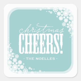 Christmas Cheers Elegant Snowflakes Modern Holiday Square Sticker