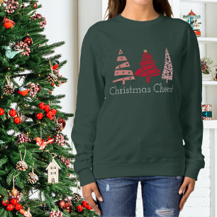 Christmas Cheers Fun Pink Xmas Trees Sweatshirt