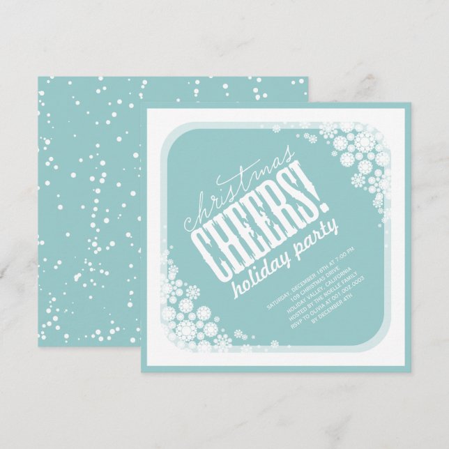 Christmas Cheers Snowflakes Classic Holiday Party Invitation (Front/Back)