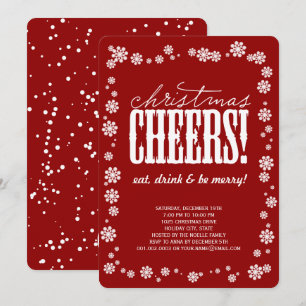 Christmas Cheers Snowflakes Holiday Party Invite