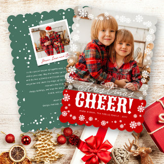 Christmas Cheers Snowflakes Holiday Photo Card