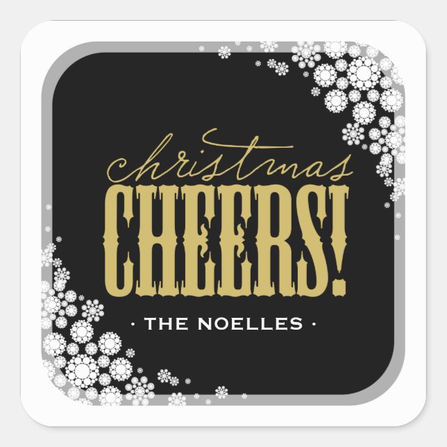 Christmas Cheers Snowflakes Modern Holiday Sticker (Front)