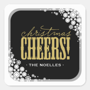Christmas Cheers Snowflakes Modern Holiday Sticker