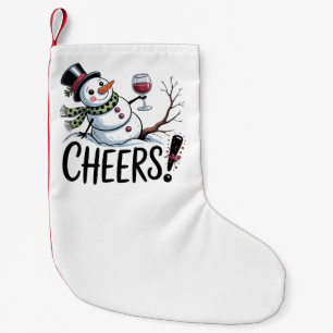 Christmas Cheers Snowman Kitchen Wine Kitchen Small Christmas Stocking