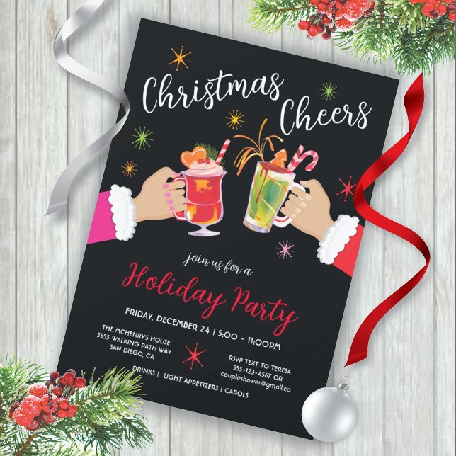 Christmas Cheers Toast Holiday Cocktail Party Invi Invitation (Creator Uploaded)