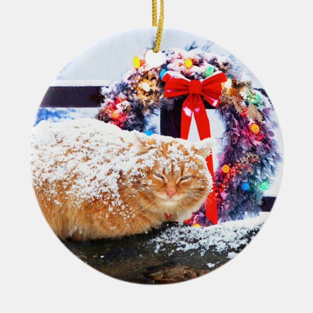 "Christmas Cheeto"  Ceramic Tree Decoration (Front)