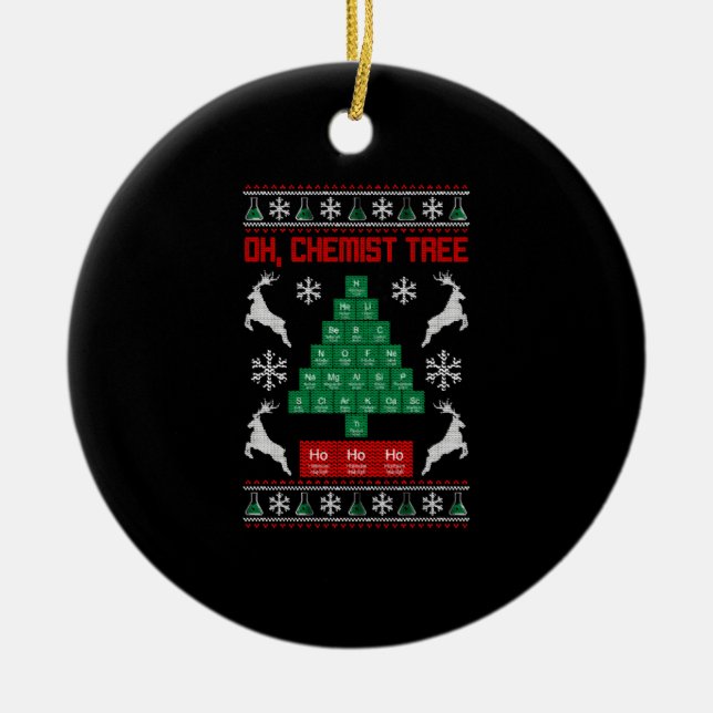 Christmas Chemistry Oh Chemist Tree Science Gift Ceramic Tree Decoration (Front)