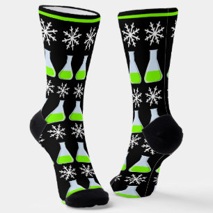 Christmas Chemistry Test Tube Bottles Snowflakes Socks