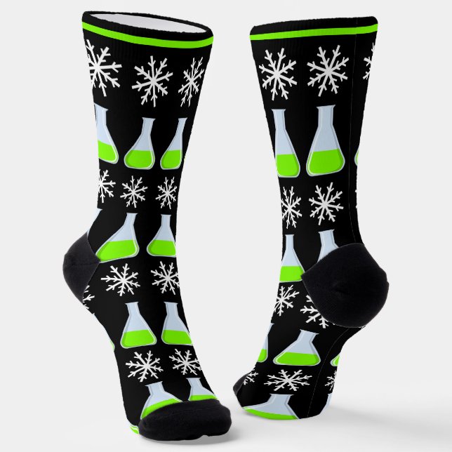 Christmas Chemistry Test Tube Bottles Snowflakes Socks (Angled)