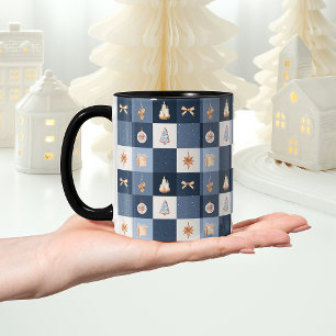 Christmas Chequered Mug with Ornaments