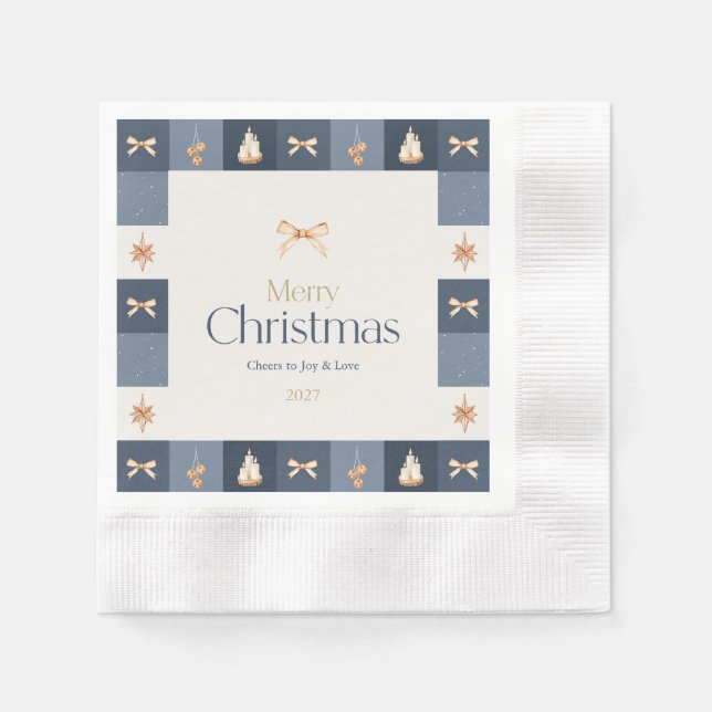 Christmas Chequered Paper Napkin (Front)