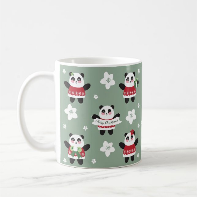 Christmas Cherry Blossom Panda Coffee Mug (Left)