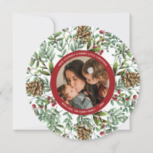Christmas Cherry Holiday Photo Round Card