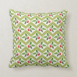 Christmas cherry red green pattern cushion