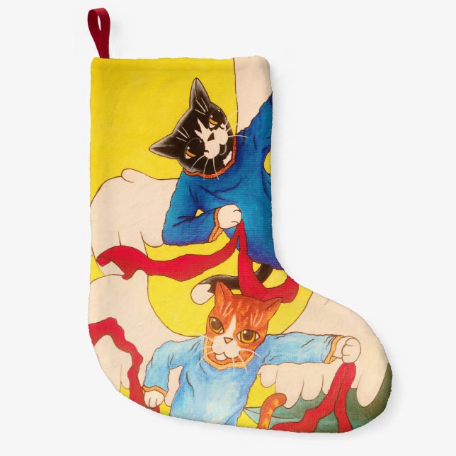 Christmas Cherub Angel Cats Small Christmas Stocking (Front)