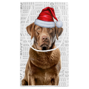 Christmas Chesapeake Dog Holiday Woof Word Art Small Gift Bag