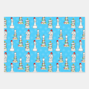 Christmas Chess Pattern Wrapping Paper Sheet