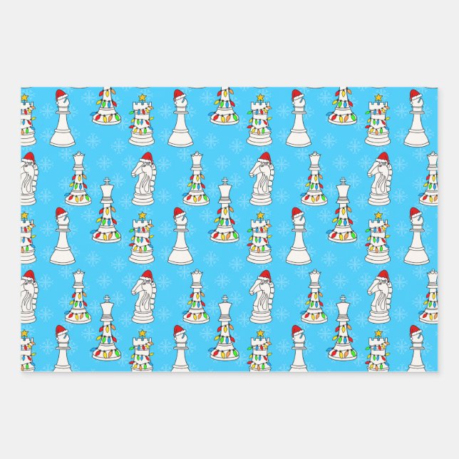 Christmas Chess Pattern Wrapping Paper Sheet (Front)