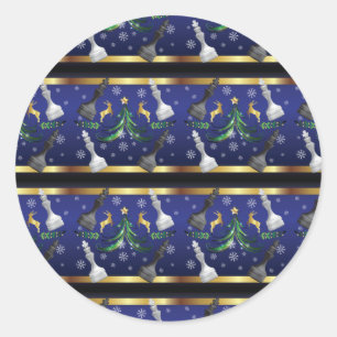 Christmas Chess Pieces - Snowflakes Xmas Tree Classic Round Sticker