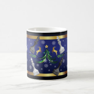 Christmas Chess Pieces - Snowflakes Xmas Tree Coffee Mug