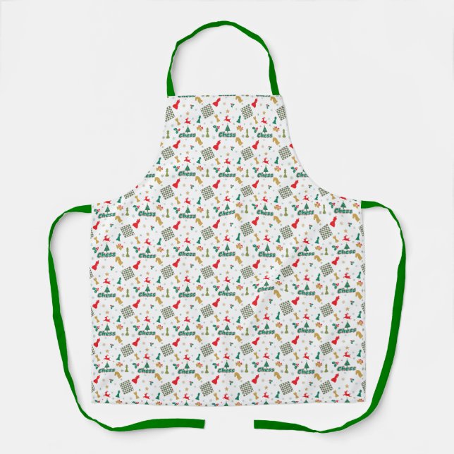 Christmas Chess - Pieces, Tree, Holly, Reindeer Apron (Front)