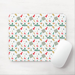 Christmas Chess - Pieces, Tree, Holly, Reindeer Mouse Mat